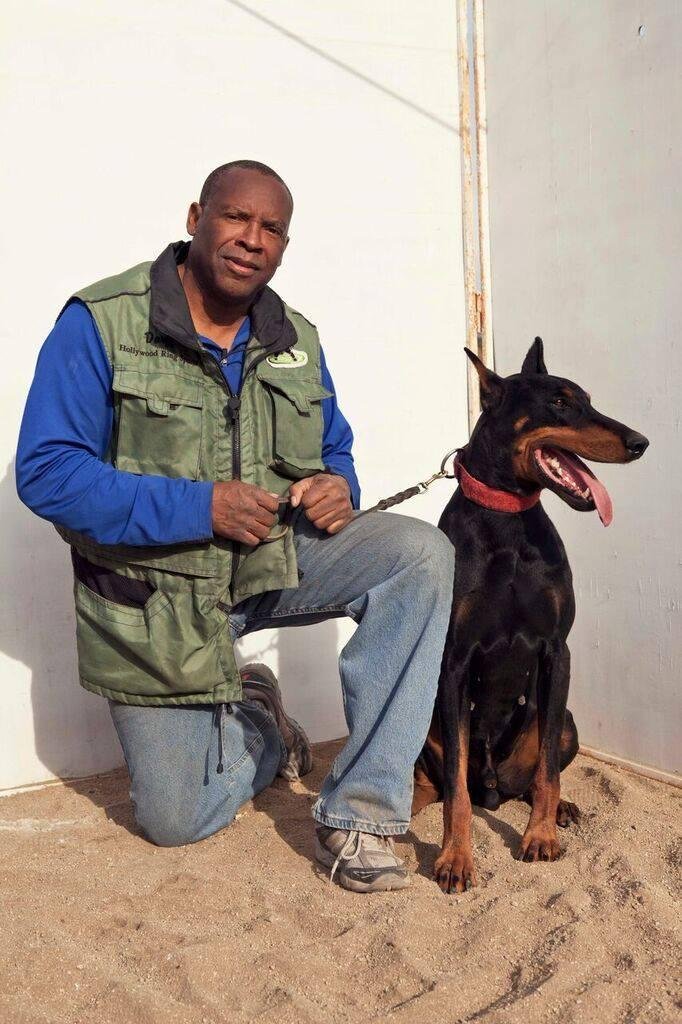 Daryl Young with Doberman